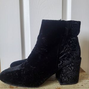 Embossed Velvet Boots